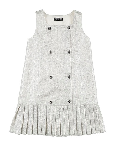 VERSACE YOUNG Dress Silver 47% Cotton, 43% Viscose, 8% Linen, 2% Polyamide