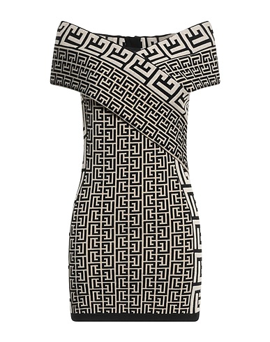 BALMAIN Sheath dress Beige 51% Wool, 28% Viscose, 19% Polyamide, 2% Elastane