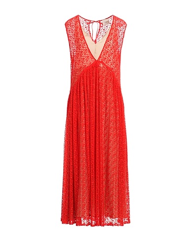 ALYSI Long dress Red 66% Cotton, 34% Polyamide