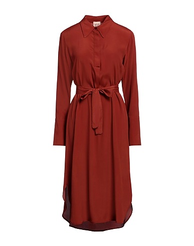 MÊME ROAD Midi dress Chocolate brown 83% Acetate, 17% Silk