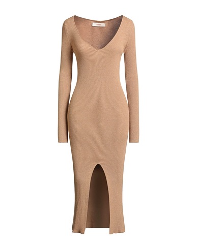 JUCCA Midi dress Camel 42% Wool, 28% Viscose, 14% Polyamide, 9% Metallic fiber, 7% Cashmere