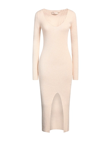 JUCCA Sheath dress BEIGE 42% Wool, 28% Viscose, 14% Polyamide, 9% Metallic fiber, 7% Cashmere