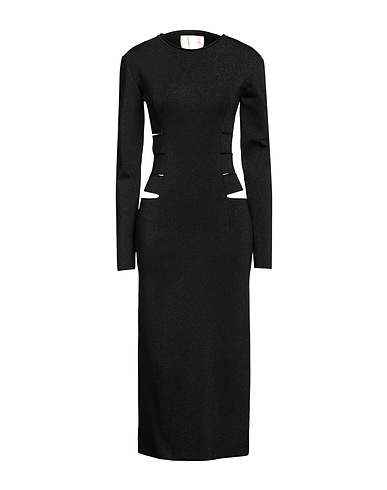 CIRCUS HOTEL Midi dress Black 55% Viscose, 25% Polyamide, 13% Metal, 7% Polyester
