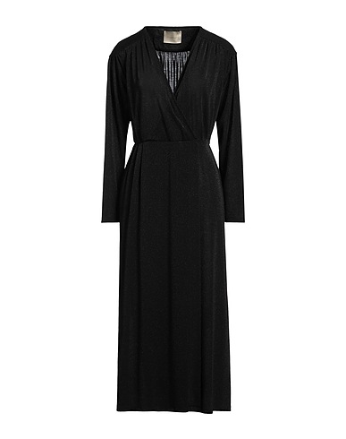 MOMONÍ ひざ丈ワンピース ブラック ポリエステル 45% / レーヨン 20% / ナイロン 15% / 金属化ポリエステル 15% / ポリウレタン 5%