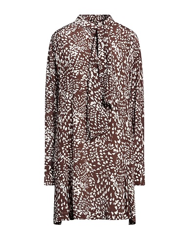 SKILLS & GENES Short dress Chocolate brown 100% Viscose