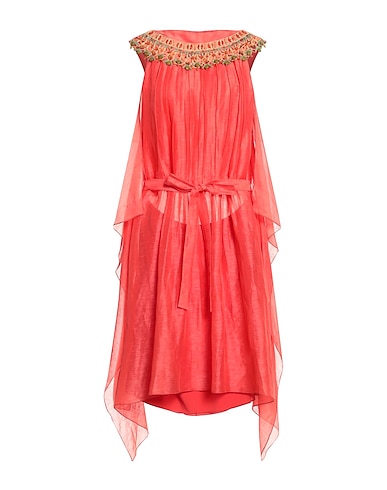 ALBERTA FERRETTI Midi dress Coral 73% Linen, 27% Silk