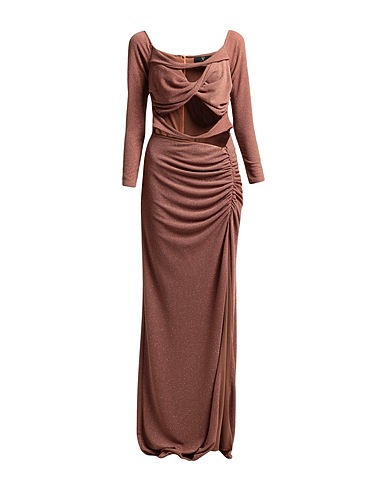 FELEPPA Vestito lungo Marrone 95% Poliestere, 5% Elastan