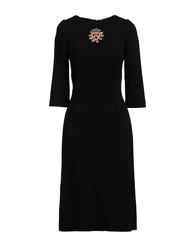 DOLCE&GABBANA Midi dress Black 100% Wool, Brass, Silk, Glass