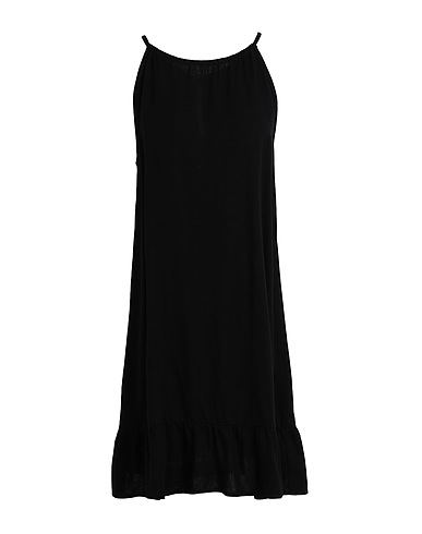 VERO MODA Short dress Black 55% EcoVero™ viscose, 45% Linen