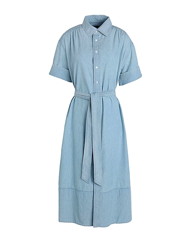 POLO RALPH LAUREN Midi dress Light blue 100% Cotton