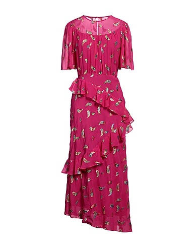 SALONI Langes Kleid Fuchsia 93% Seide, 7% Metallfaser