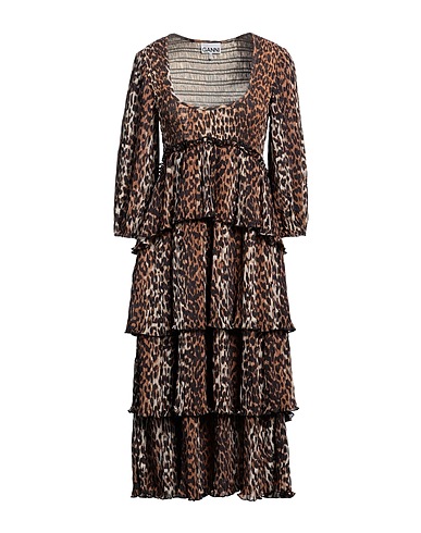 GANNI Midi dress Camel 100% Recycled polyester