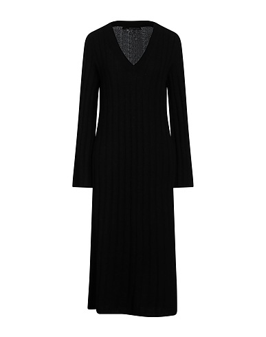 360CASHMERE Midi dress Black 70% Wool, 30% Cashmere