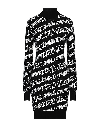 JUST CAVALLI Sheath dress Black 50% Acrylic, 50% Wool