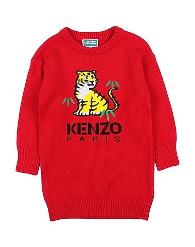 KENZO KIDS Dress Red 79% Cotton, 10% Viscose, 7% Polyamide, 4% Wool