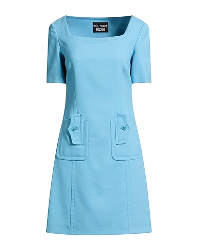 BOUTIQUE MOSCHINO Short dress Sky blue 54% Polyester, 44% Virgin Wool, 2% Elastane