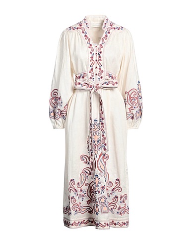 ZIMMERMANN Midi dress Ivory 100% Linen, Polyester