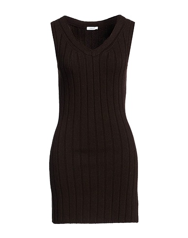 FERRAGAMO Sheath dress Dark brown 70% Virgin Wool, 30% Cashmere