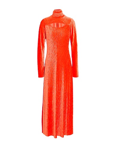 FORTE_FORTE Long dress Orange 90% Polyester, 10% Elastane