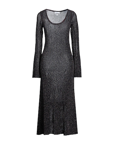 GANNI Vestito midi Blu notte 66% Poliestere riciclato, 34% Fibra di metallo