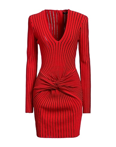BALMAIN Sheath dress Red 78% Viscose, 22% Polyester