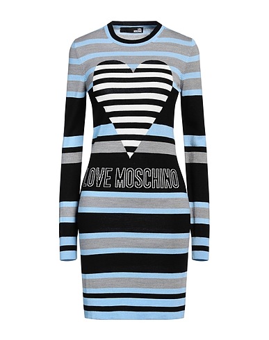 LOVE MOSCHINO Sheath dress Sky blue 50% Acrylic, 50% Wool