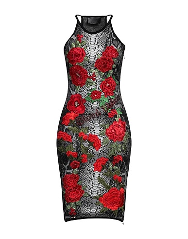 PHILIPP PLEIN Midi dress Black 61% Viscose, 25% Cotton, 14% Polyester