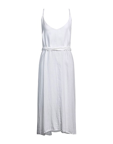 ALTEA Midi-Kleid Weiß 100% Leinen