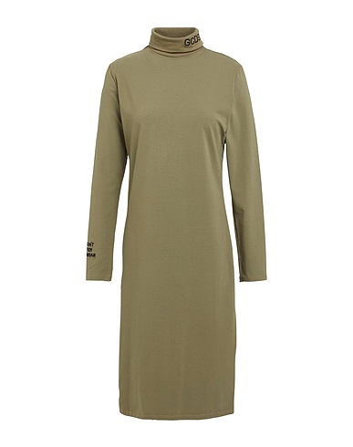 GCDS Midi dress Sage green 90% Polyester, 10% Lycra®