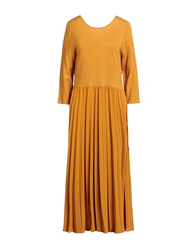 TWINSET Vestito midi Giallo ocra 33% Poliestere, 32% Poliammide, 32% Acrilico, 3% Lana