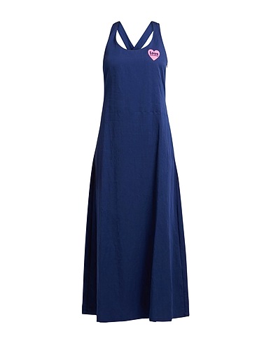 LOVE MOSCHINO Vestido largo Azul marino 40% Lino, 38% Lyocell, 22% Algodón