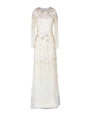 ELISABETTA FRANCHI Long dress RED CARPET Ivory 100% Polyamide, Viscose