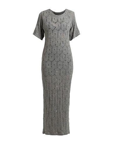 THE ELDER STATESMAN Long dress Grey 85% Cotton, 15% Cashmere