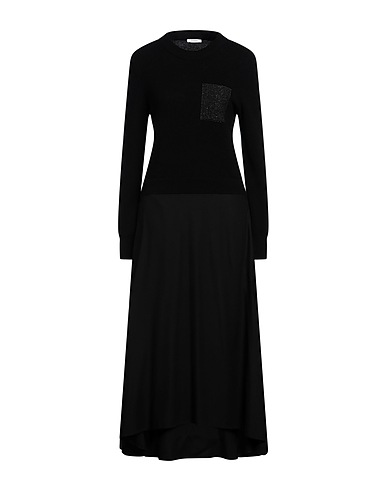 PESERICO Midi dress Black 100% Metallic fiber, Viscose, Wool, Elastane, Virgin Wool