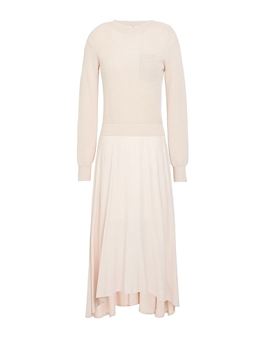 PESERICO Midi dress Beige 100% Metallic fiber, Viscose, Wool, Elastane, Virgin Wool
