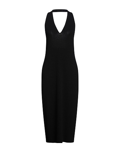 VINCE. Midi dress Black 45% Cotton, 31% Viscose, 22% Polyester, 2% Elastane