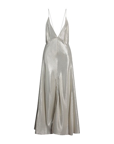 FORTE_FORTE Long dress Silver 62% Cotton, 22% Viscose, 16% Metallized polyamide