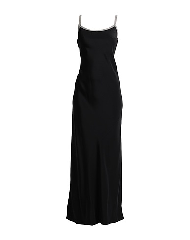 BRUNELLO CUCINELLI Long dress Black 100% Silk, Brass