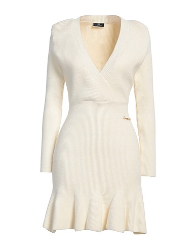 ELISABETTA FRANCHI Short dress Ivory 46% Viscose, 31% Polyamide, 23% Polyester