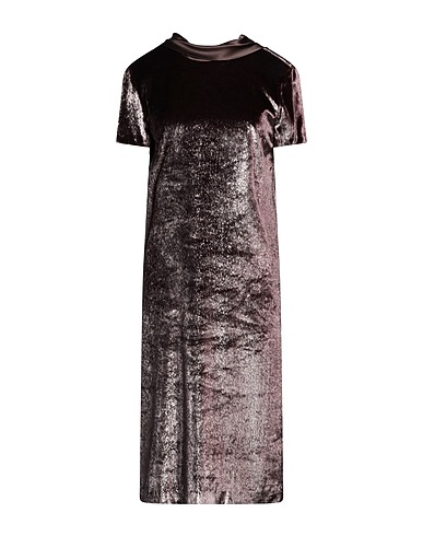 PESERICO Midi dress Dark brown 97% Silk, 3% Elastane, Polyester
