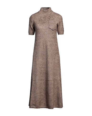 BRUNELLO CUCINELLI Kleid für das Büro Khaki 34% Schurwolle, 28% Mohairwolle, 20% Polyamid, 13% Kaschmir, 5% Seide