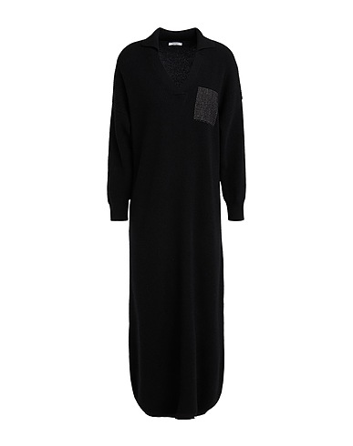PESERICO Vestito in Maglia Nero 70% Lana Vergine, 20% Seta, 10% Cachemire, Fibra di metallo