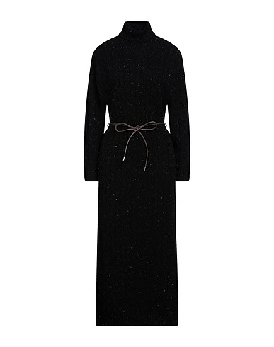 PESERICO Midi dress Black 60% Virgin Wool, 17% Silk, 13% Viscose, 9% Cashmere, 1% Polyester