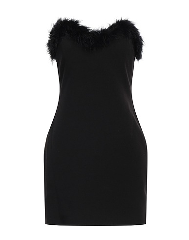 AMEN Robe courte Noir 65% Polyester, 31% Viscose, 4% Élasthanne, Plumes
