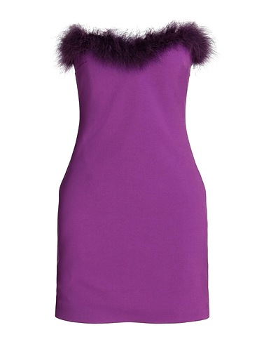 AMEN Sheath dress Plum 65% Polyester, 31% Viscose, 4% Elastane, Feathers