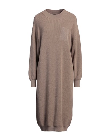 PESERICO Midi dress Taupe 70% Virgin Wool, 20% Silk, 10% Cashmere, Metallic fiber