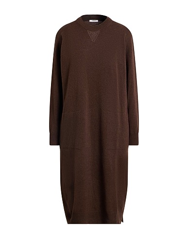 PESERICO Knit dress Chocolate brown 70% Virgin Wool, 20% Silk, 10% Cashmere, Metallic fiber