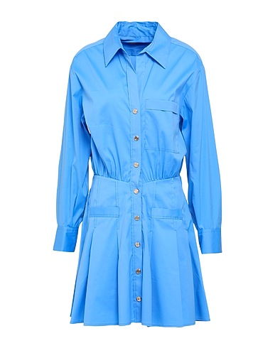 MAJE Shirt dress Light blue 77% Cotton, 20% Polyamide, 3% Elastane