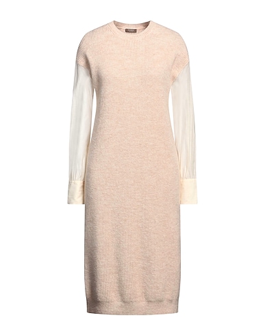 PESERICO Midi dress Beige 67% Cotton, 33% Silk, Polyamide, Alpaca wool, Merino Wool