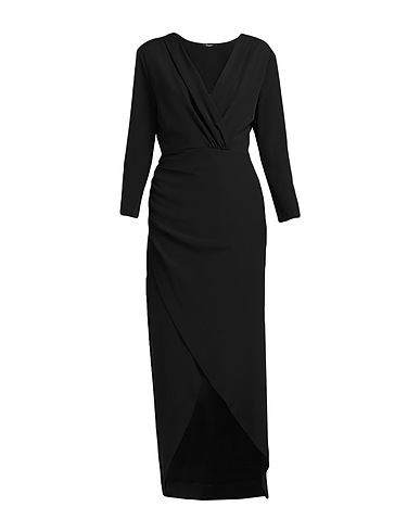 HANITA Long dress Black 96% Polyester, 4% Elastane